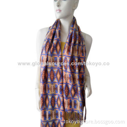 Diamond acrylic scarf with allover print, 180*70cm, made of cashmere